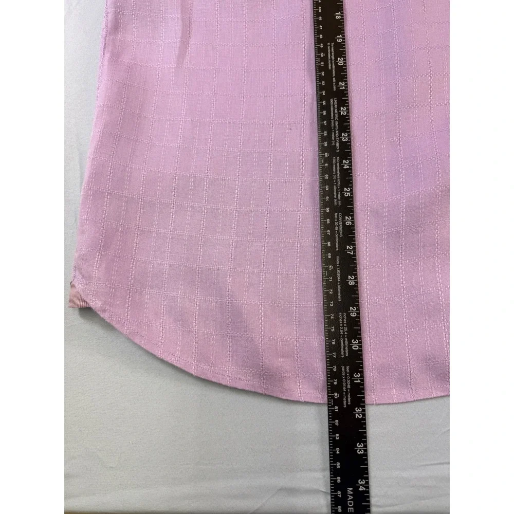 Tommy Bahama Mens Purple 100% Linen Grid‎ Button Up Shirt Large Long Sleeve